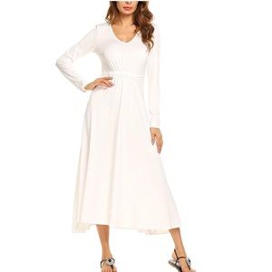 Long sleeve V neck maxi dress